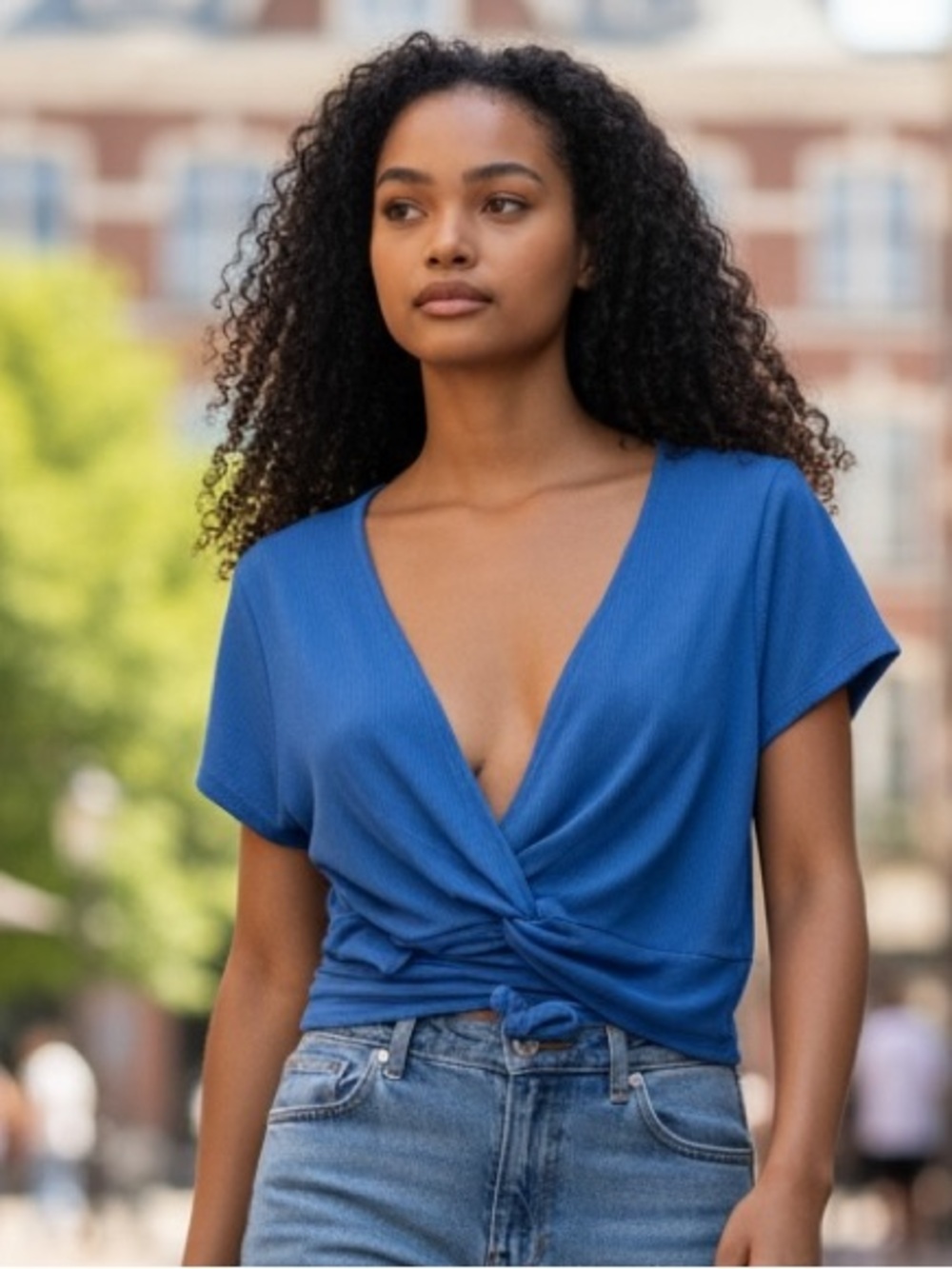 Princess Polly Azure Knotted Crop Top